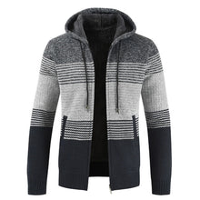 Load image into Gallery viewer, Sweater Coat Men 2020 Winter Thick Warm Hooded Cardigan Jumpers Men Striped Wool Liner Zipper Fleece Coats Men