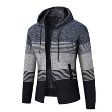 Load image into Gallery viewer, Sweater Coat Men 2020 Winter Thick Warm Hooded Cardigan Jumpers Men Striped Wool Liner Zipper Fleece Coats Men