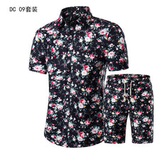 Load image into Gallery viewer, YASUGUOJI New Summer 2019 Fashion Floral Print Two Piece Suit Pant Slim Fit Short Sleeve Shirt with Shorts 2 Piece Men Sets

