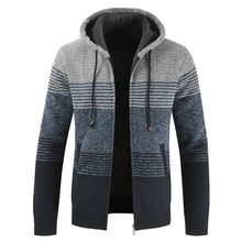 Load image into Gallery viewer, Sweater Coat Men 2020 Winter Thick Warm Hooded Cardigan Jumpers Men Striped Wool Liner Zipper Fleece Coats Men
