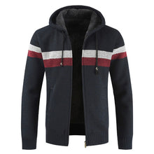 Load image into Gallery viewer, Sweater Coat Men 2020 Winter Thick Warm Hooded Cardigan Jumpers Men Striped Wool Liner Zipper Fleece Coats Men

