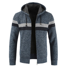 Load image into Gallery viewer, Sweater Coat Men 2020 Winter Thick Warm Hooded Cardigan Jumpers Men Striped Wool Liner Zipper Fleece Coats Men
