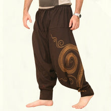 Load image into Gallery viewer, Vintage Men Pants Harem Elastic Casual Baggy Yoga Harem Pants Hip-hop Men Gypsy Cotton Linen Wide-legged Loose Pants Drawstring
