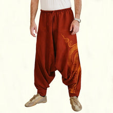Load image into Gallery viewer, Vintage Men Pants Harem Elastic Casual Baggy Yoga Harem Pants Hip-hop Men Gypsy Cotton Linen Wide-legged Loose Pants Drawstring
